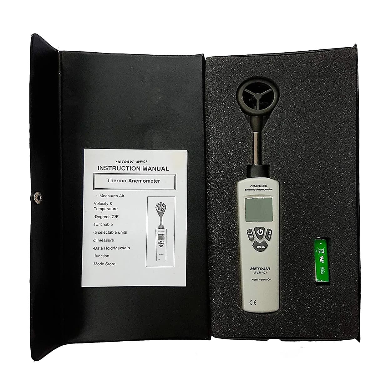 Metravi 30m/Sec Digital Thermo Anemometer With Metal Blades, AVM-07