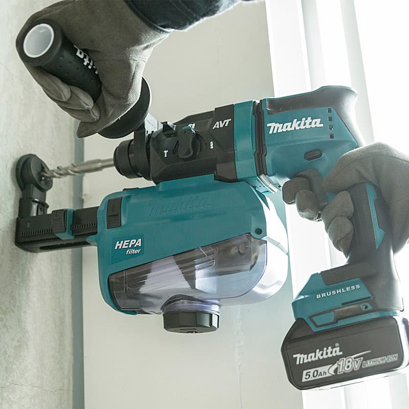 Makita 18V LXT BL / 18 mm (11/16") SDS-PLUS Cordless Combination Hammer with Rapid Charger & 2 Pcs 5.0Ah Batteries, DHR182RTJ