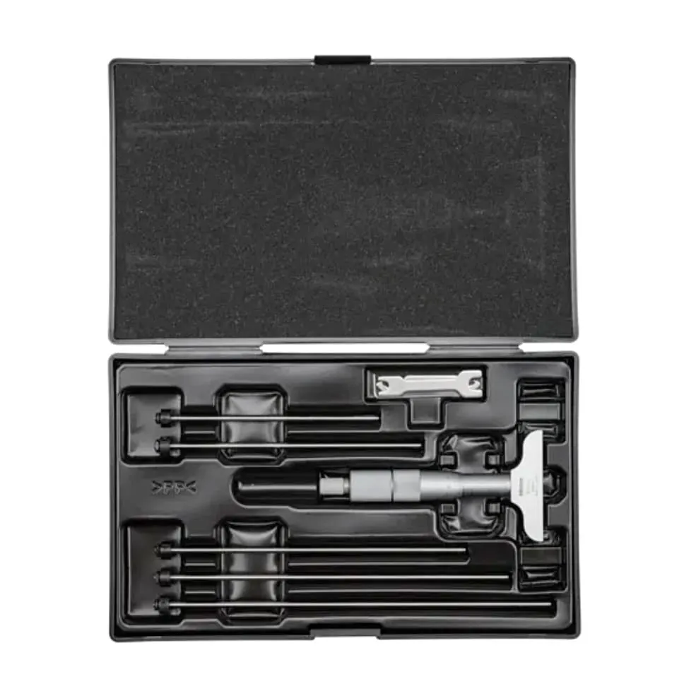 Mitutoyo 0 - 150 mm Depth Micrometer with Interchangeable Rods (63.5 mm Base Width), 129-112
