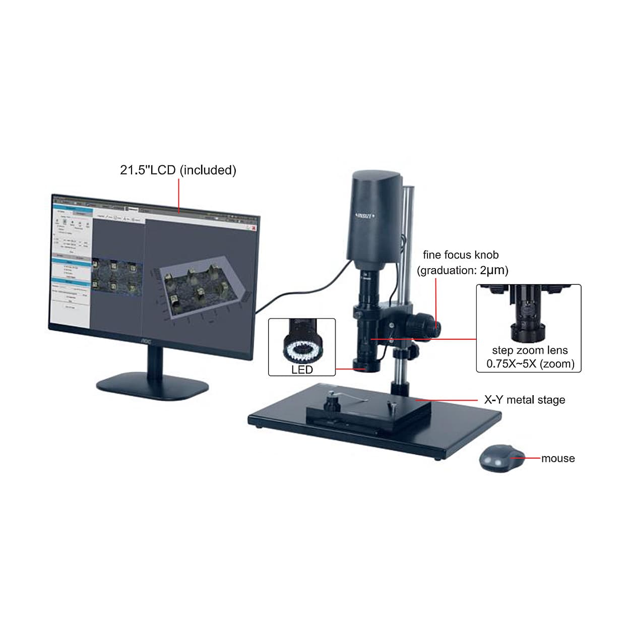 Insize Large Depth of Field 3D Measuring Microscope, 5324-K210