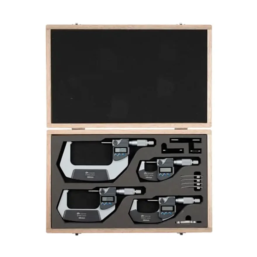 Mitutoyo 0 - 100 mm Digital Micrometer Set (Pack of 4 Pcs), 293-963-30