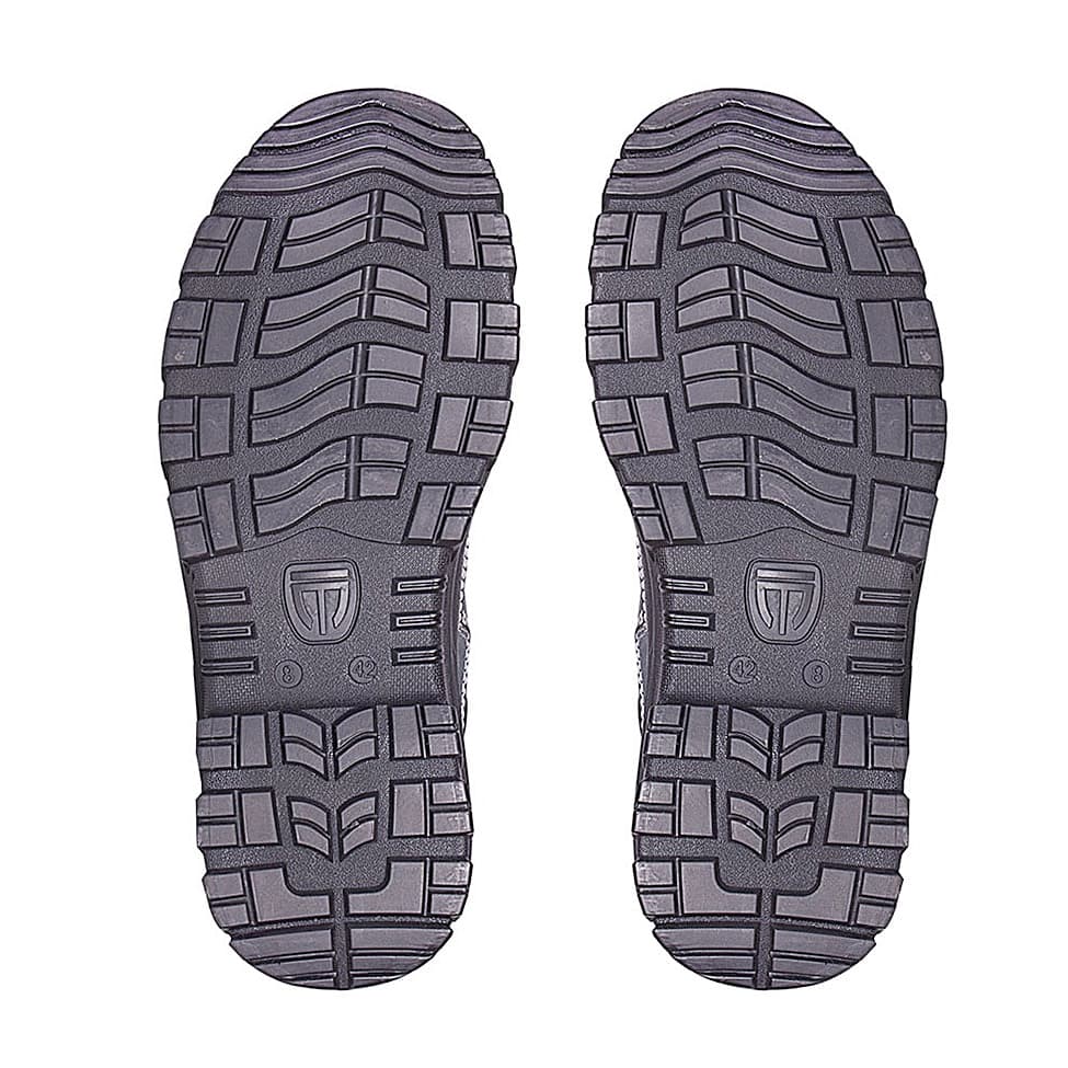 Tagra Mid Ankle PU Nitrile Rubber Suede Leather Safety Shoes - Steel Toe (Black & Grey), Supreme Mid