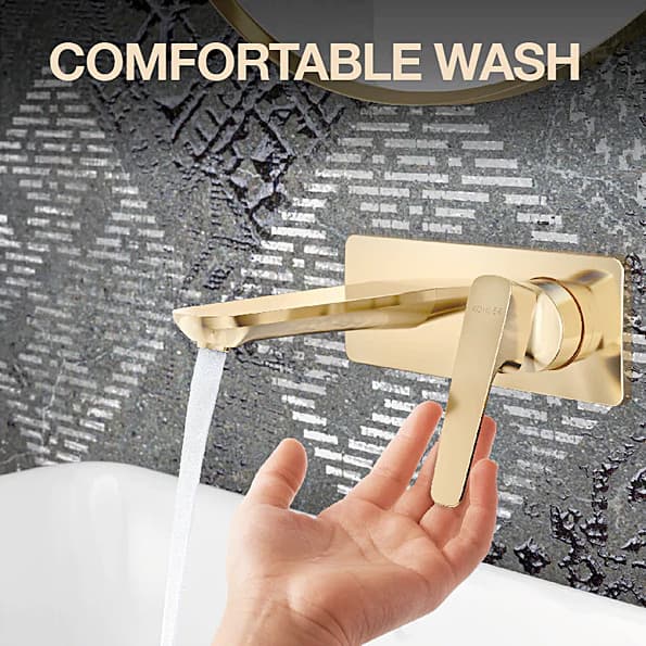 Kohler Aleo+ Single Control Wall Mount Basin / Lavatory Faucet In French Gold Finish, K-5684IN-4ND-AF
