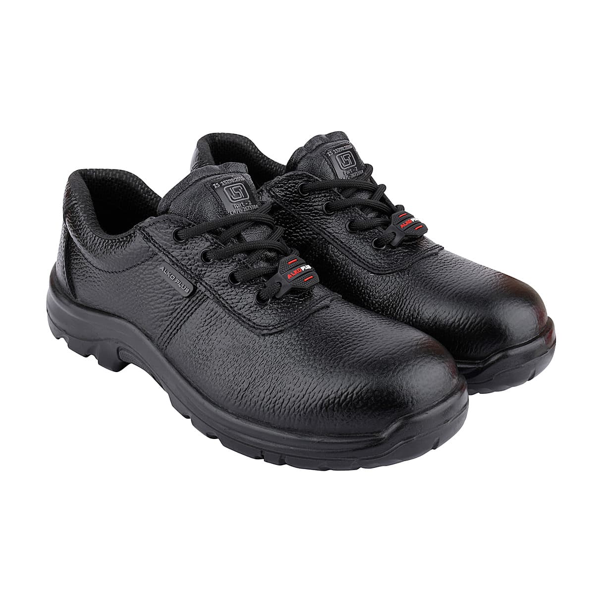 Alko Plus Low Ankle Buff Leather Safety Shoe with PU Single Density Sole - Steel Toe (Black), APS 1100