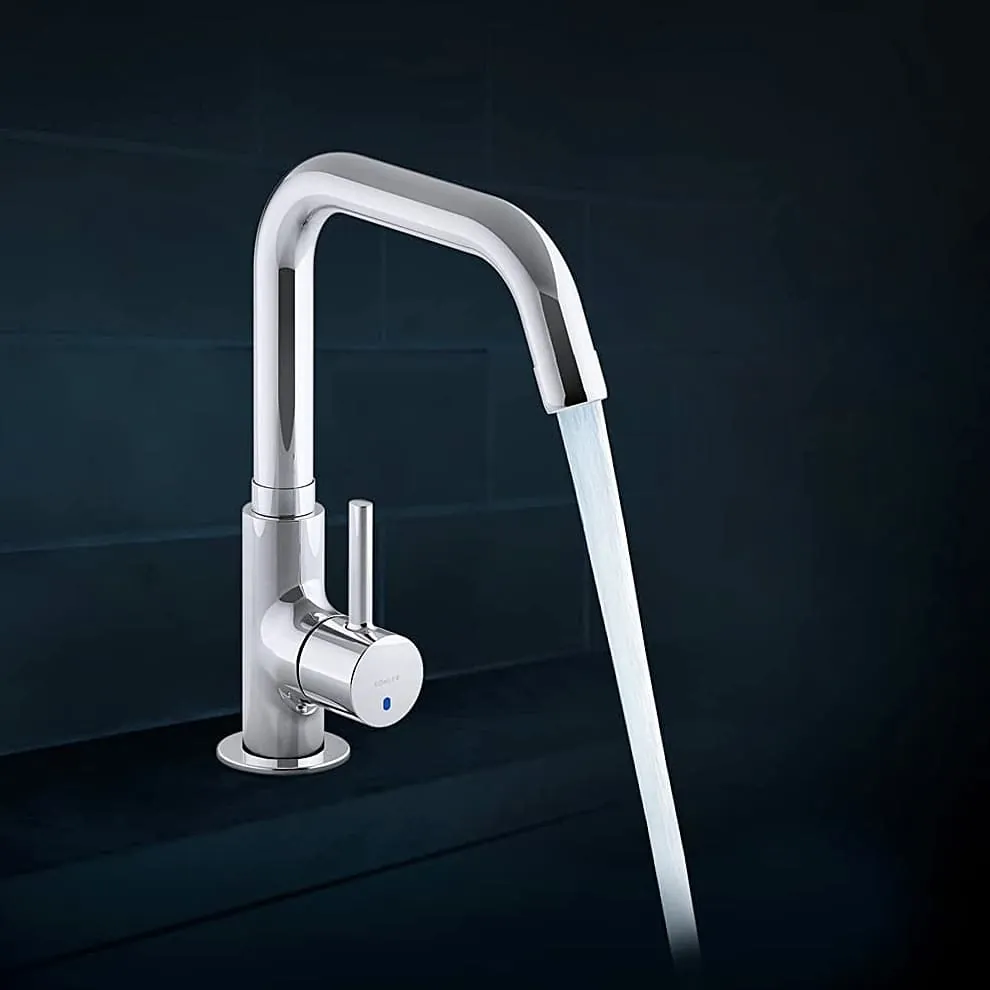 Kohler Cuff Single Handle Deck Mount Cold-Only Kitchen Faucet In Polished Chrome Finish, K-37313IN-4-CP
