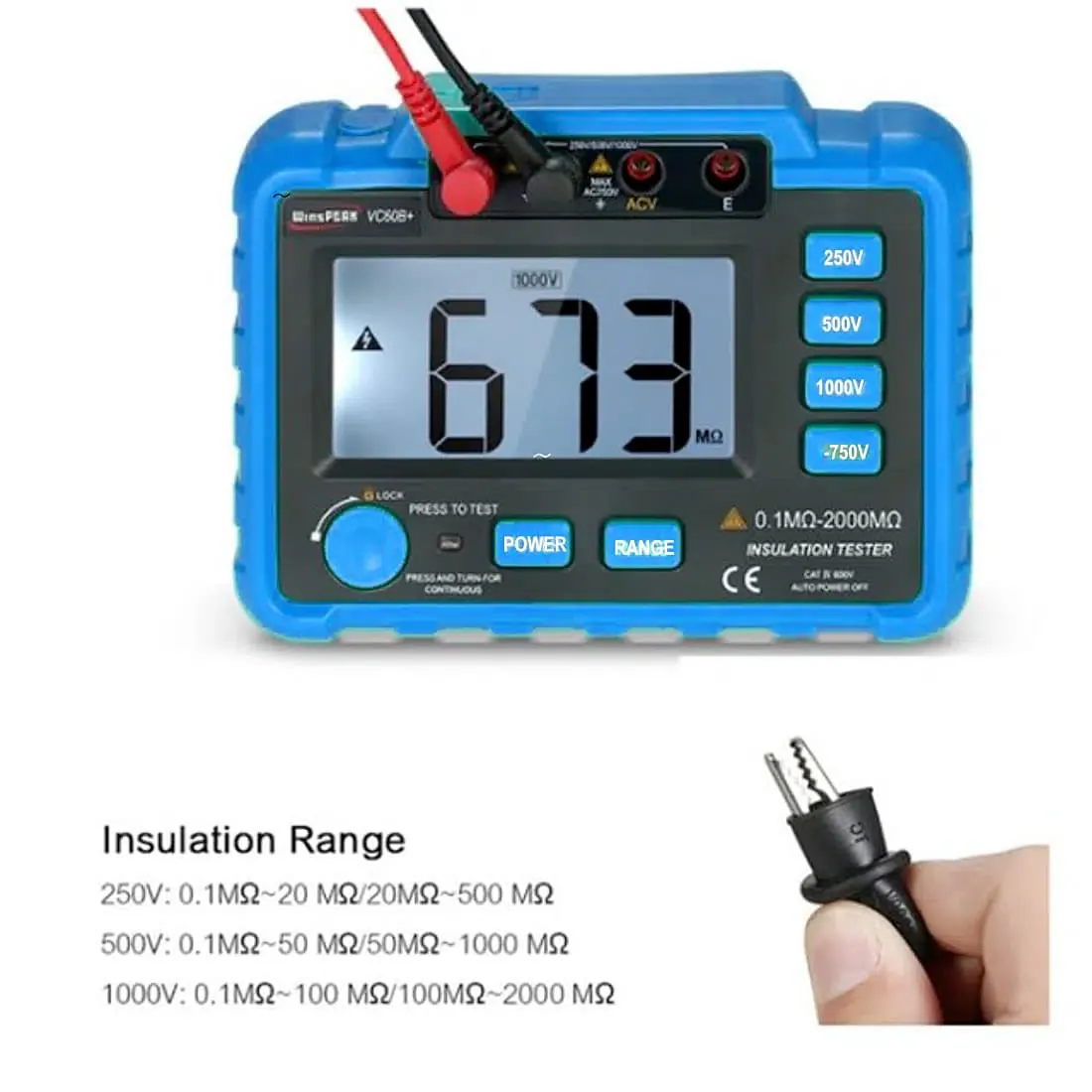 Metravi 250V - 1000V Digital Insulation Resistance Tester, DIT-910