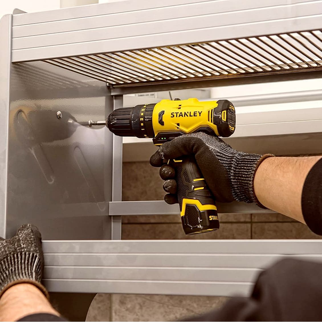 Stanley 12V / 2.0 Ah / 10 mm Brushed Cordless Hammer Drill Driver with 2 Batteries & Charger, SCH10D2K