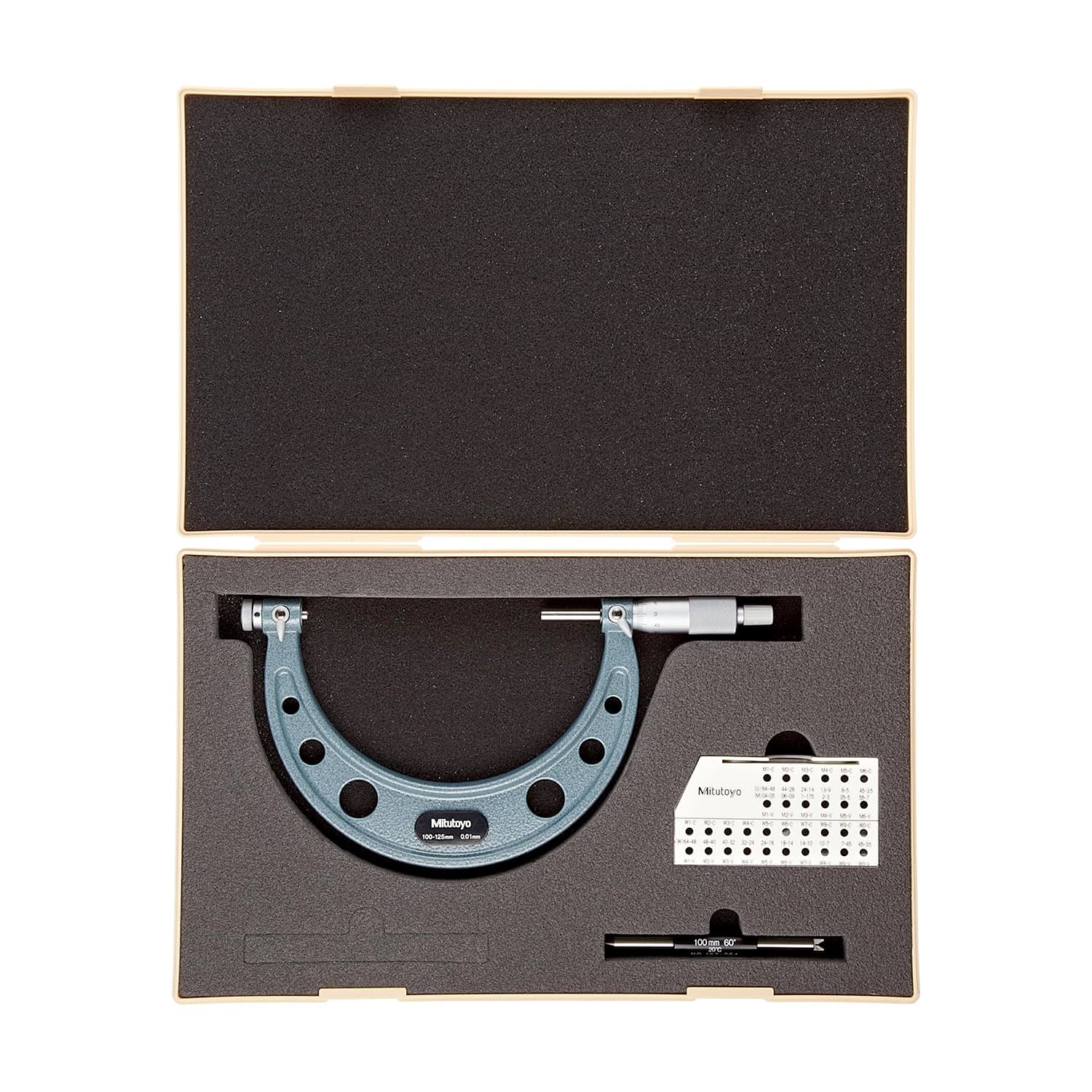 Mitutoyo 100 - 125 mm Interchangeable Anvil Screw Thread Micrometer (Spindle Tip Type), 126-129