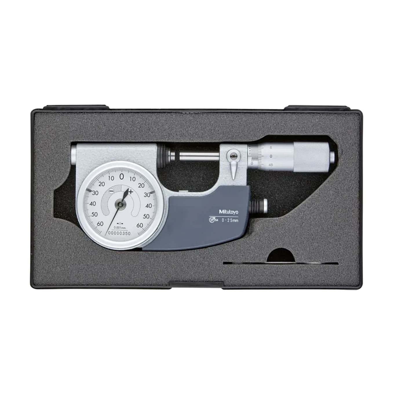 Mitutoyo 0 - 25 mm Dial Indicating Micrometer with Right Side Operating Button, 510-121