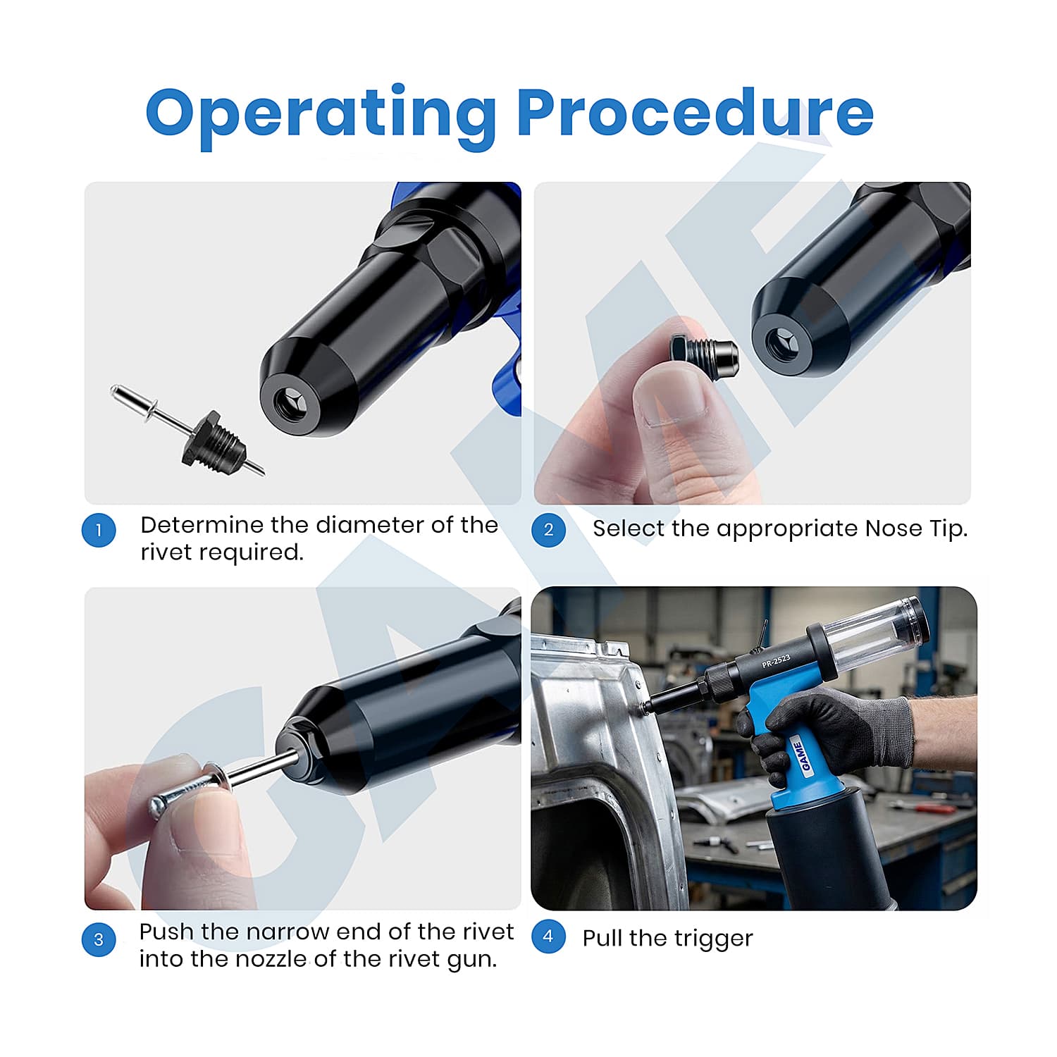 Game 2.4 - 6.4 mm Battery Operated Riveting Tool, BR-2620