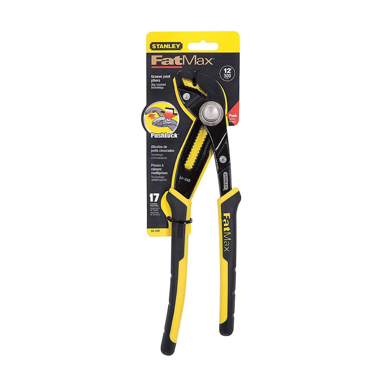 Stanley 12 inch / 300 mm FatMax Multi-Grip Groove Joint Pliers (Push Lock), 0-84-649