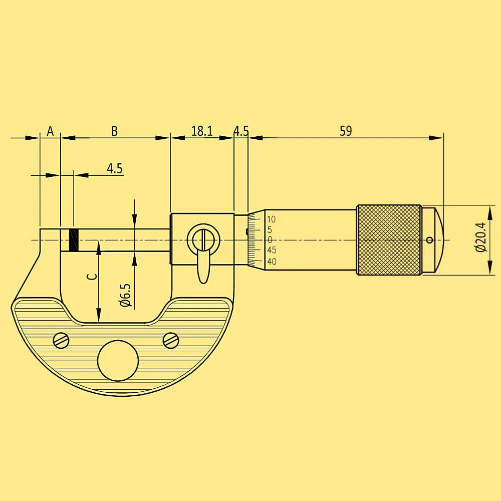 Baker 0 - 25 mm Metric External Micrometer, MMC25