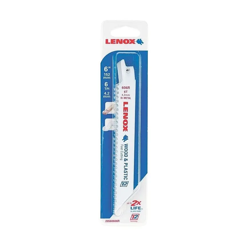 Lenox 152 mm / 6 Inch Wood Cutting Bi-Metal Reciprocating Saw Blades (10 TPI) (Pack of 5 Pcs), 20560606R