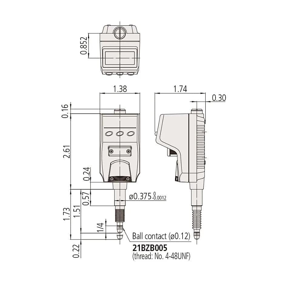 Mitutoyo 5.6 mm / 0.22 inch Absolute Digital Indicator with Dust/Water Protection Conforming to IP66 (ID-B Series), 543-581