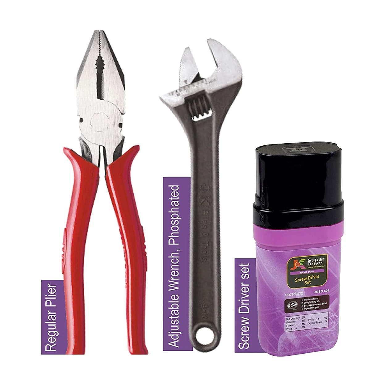 JK Super Drive 4 Pcs Essential Hand Tool Kit, SD7800893
