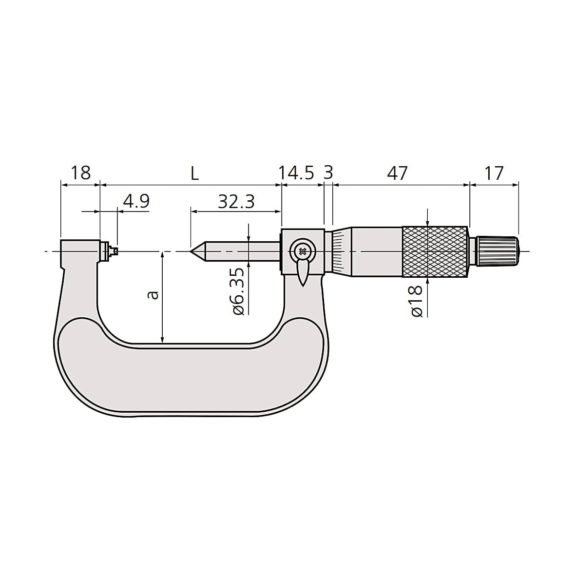 Mitutoyo 25 - 50 mm Screw Thread Micrometer (64 - 48 TPI), 125-106