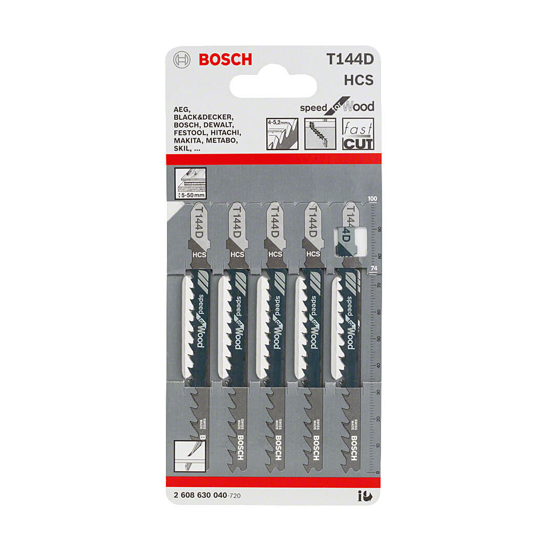 Bosch 100 mm Jigsaw Blades Speed for Wood (T 144 D), 2 608 630 040