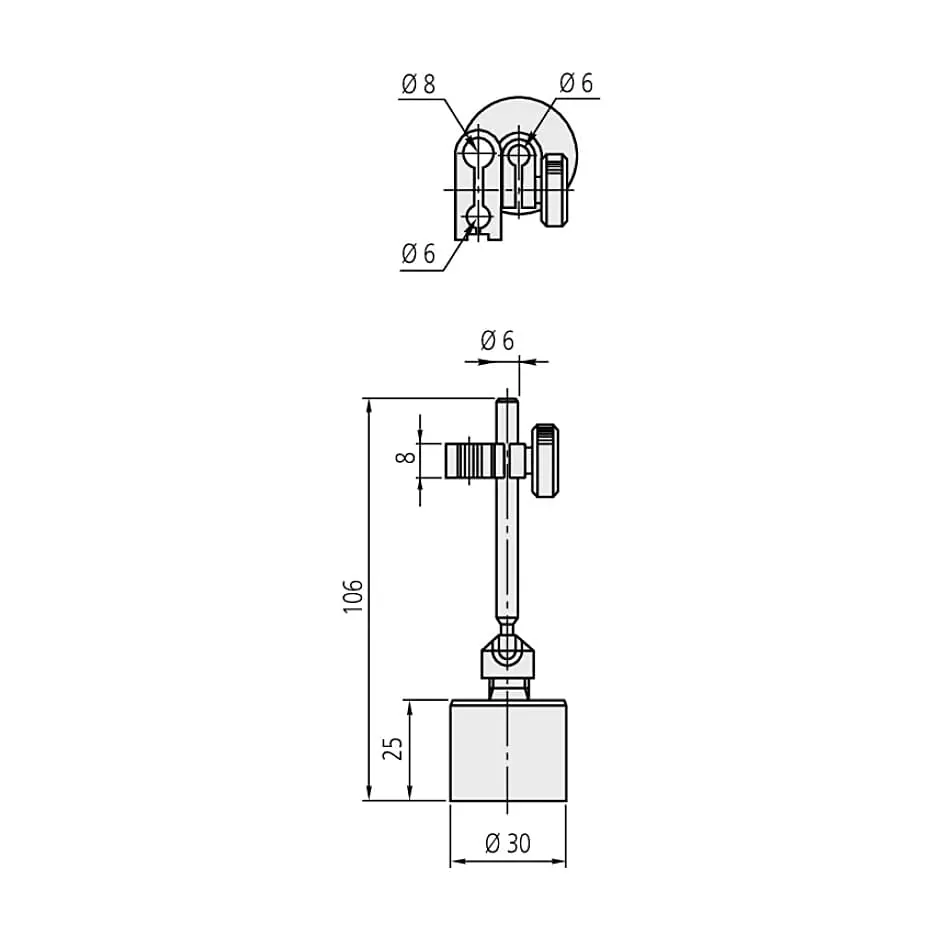 Mitutoyo 68 mm Mini Magnetic Stand, 7014-10