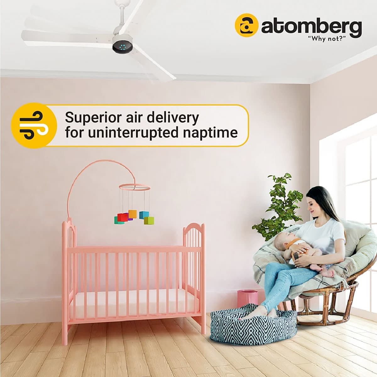 Atomberg Renesa+ 1200 mm Energy Efficient Dust Resistant Ceiling Fan with BLDC Motor and Remote (Pearl White)