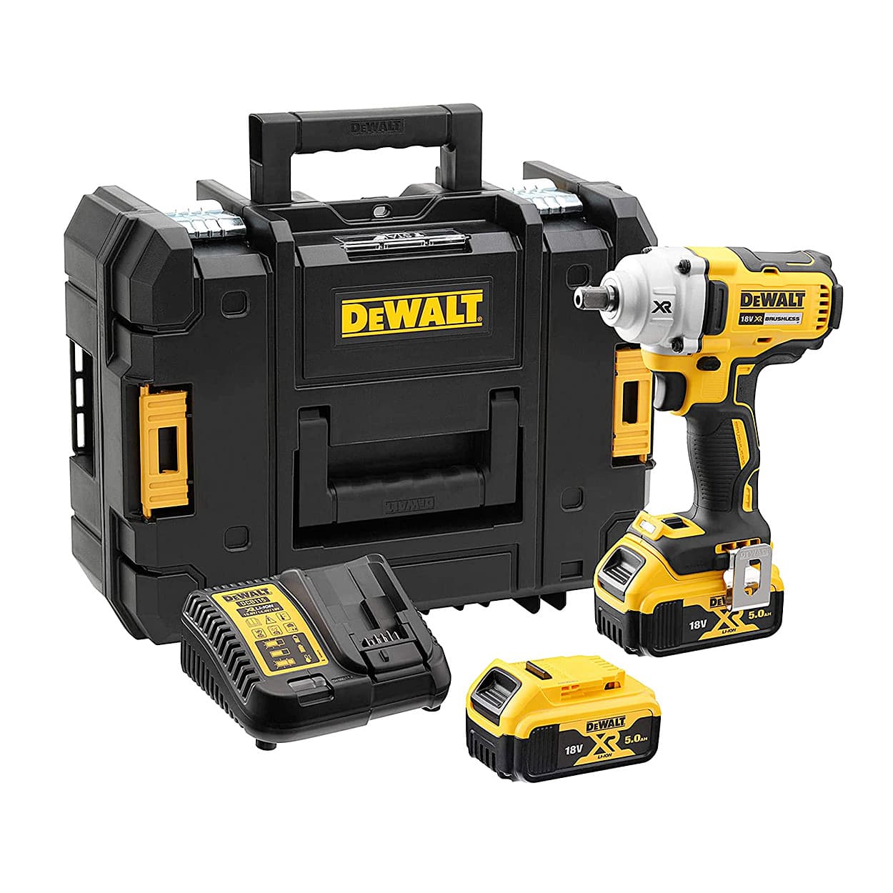 Dewalt 18V / 400Nm XR Li ion 1/2 inch Cordless Impact Wrench with Brushless Motors 2x5.0Ah Batteries Included, DCF894P2-QW