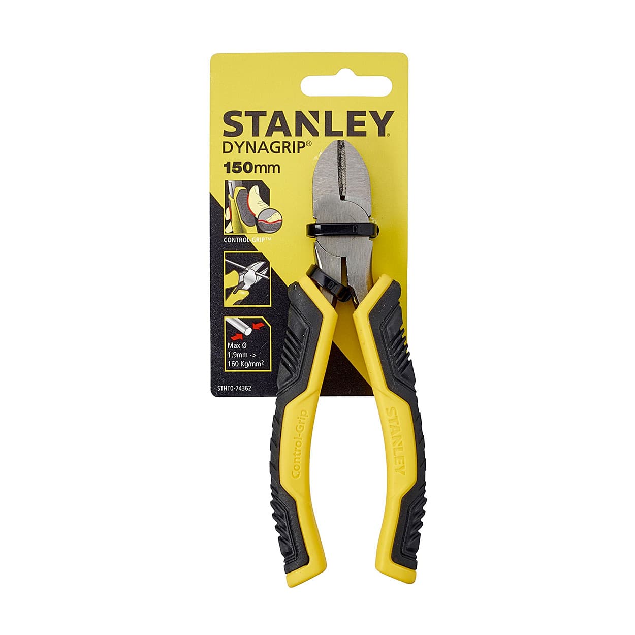 Stanley 6 inch / 150 mm Dynagrip Diagonal Cutting Pliers (Cushion Grip), STHT0-74362
