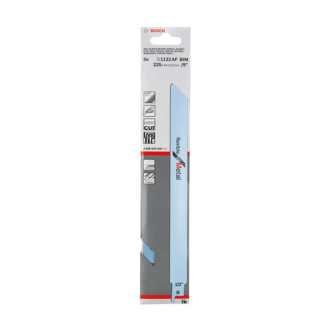 Bosch 225 mm Reciprocating Saw Blades Flexible For Metal (S 1122 AF), 2 608 656 018