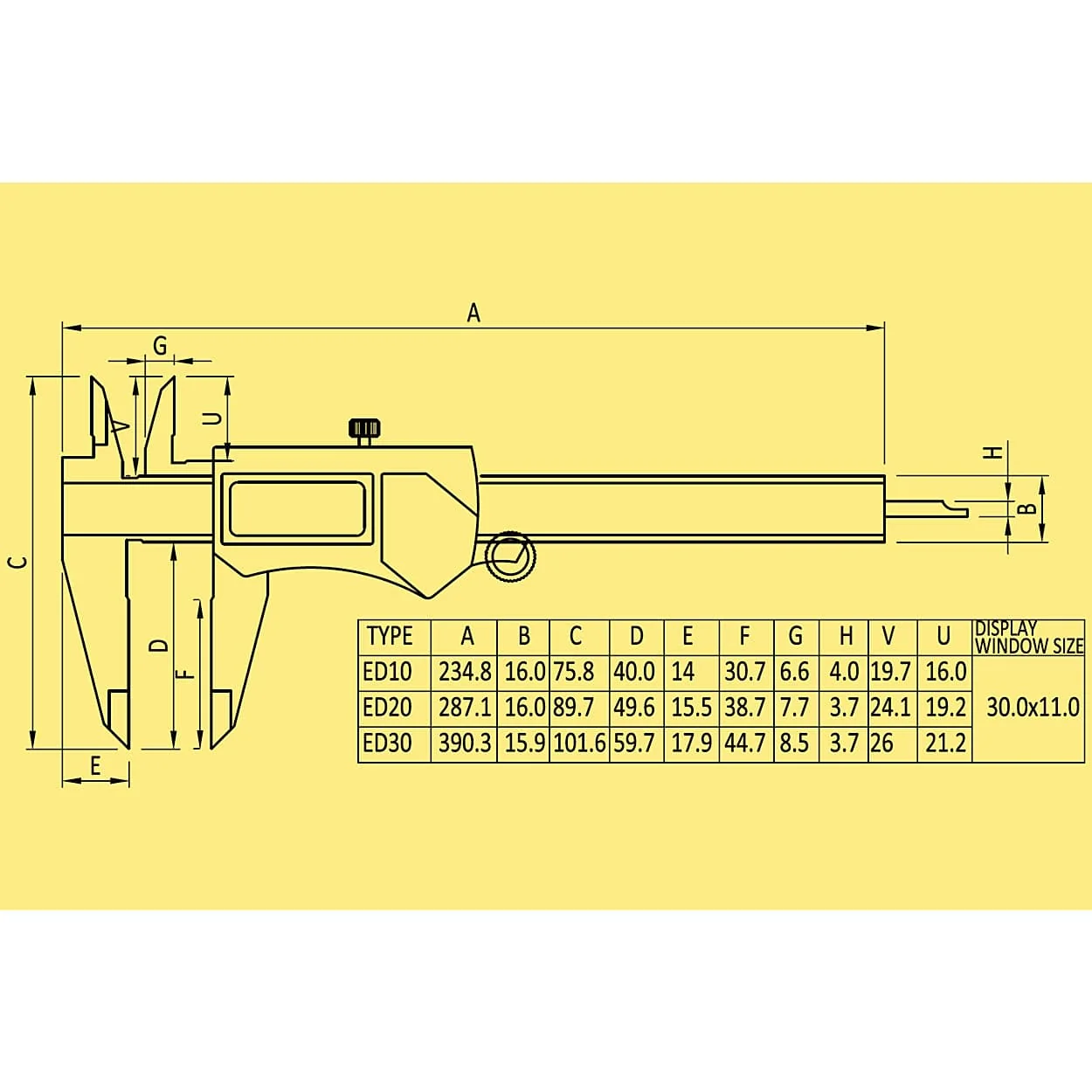 Baker 300 mm / 12 inch Value Line Digital Vernier Caliper (ED Series), ED30