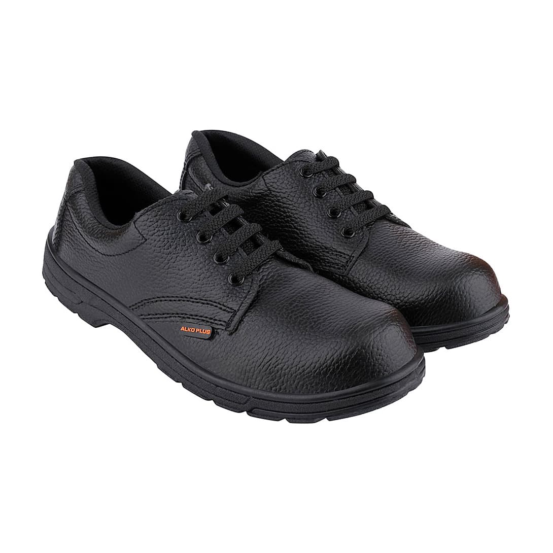 Alko Plus Low Ankle Synthetic Leather Safety Shoe with Single Colour PVC Sole - Composite Toe (Black), APS T2