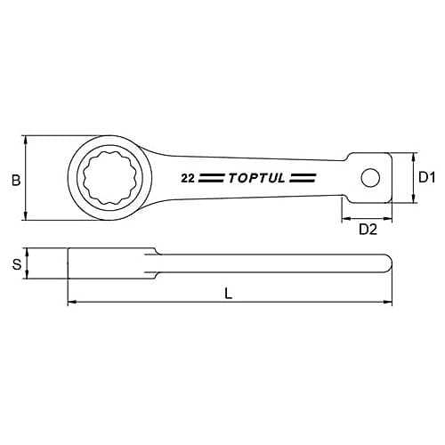 Toptul 32 mm Slogging Ring Wrench, AAAR3232