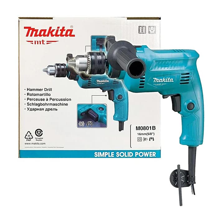 Makita 16 mm (5/8") 500 W Reversing Hammer Drill with Keyed Chuck, M0801B