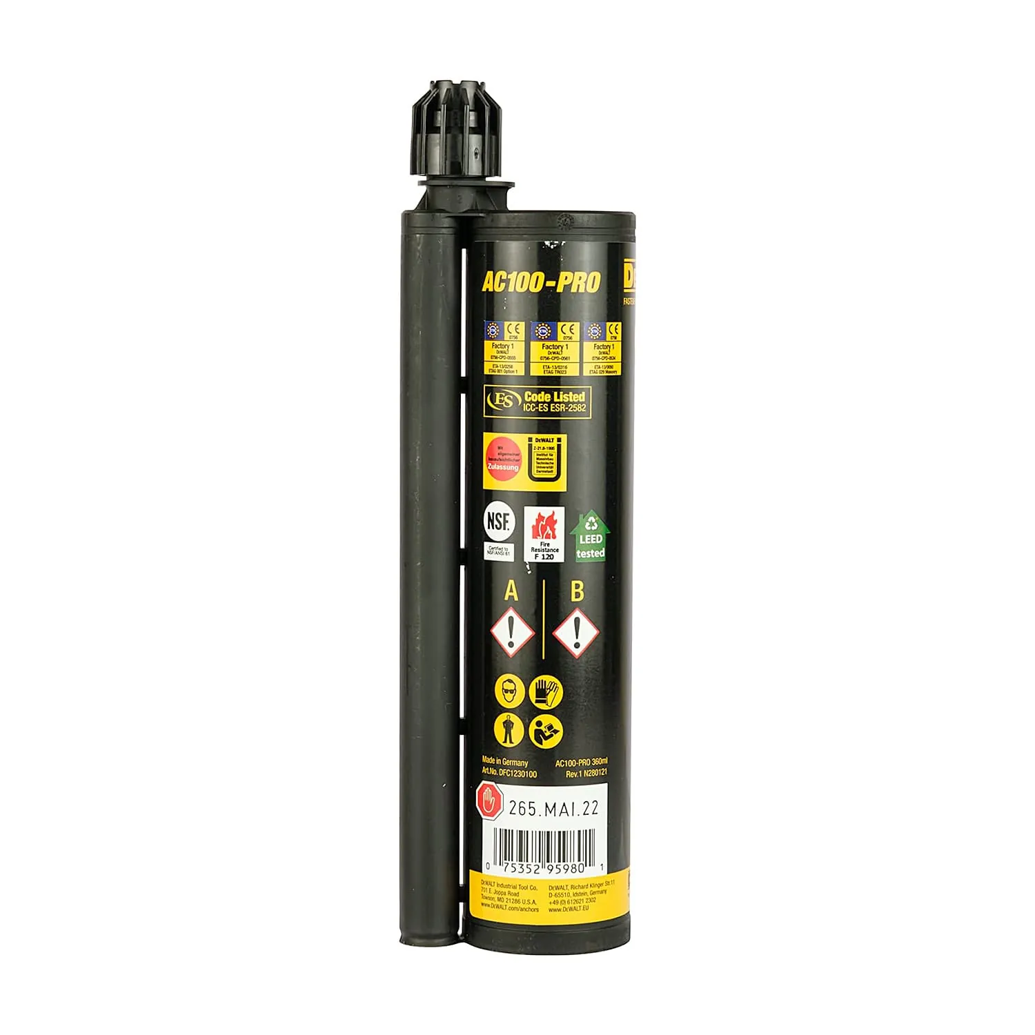 Dewalt 360 ml Adhesive Cartridge (AC100-Pro), DFC1230100