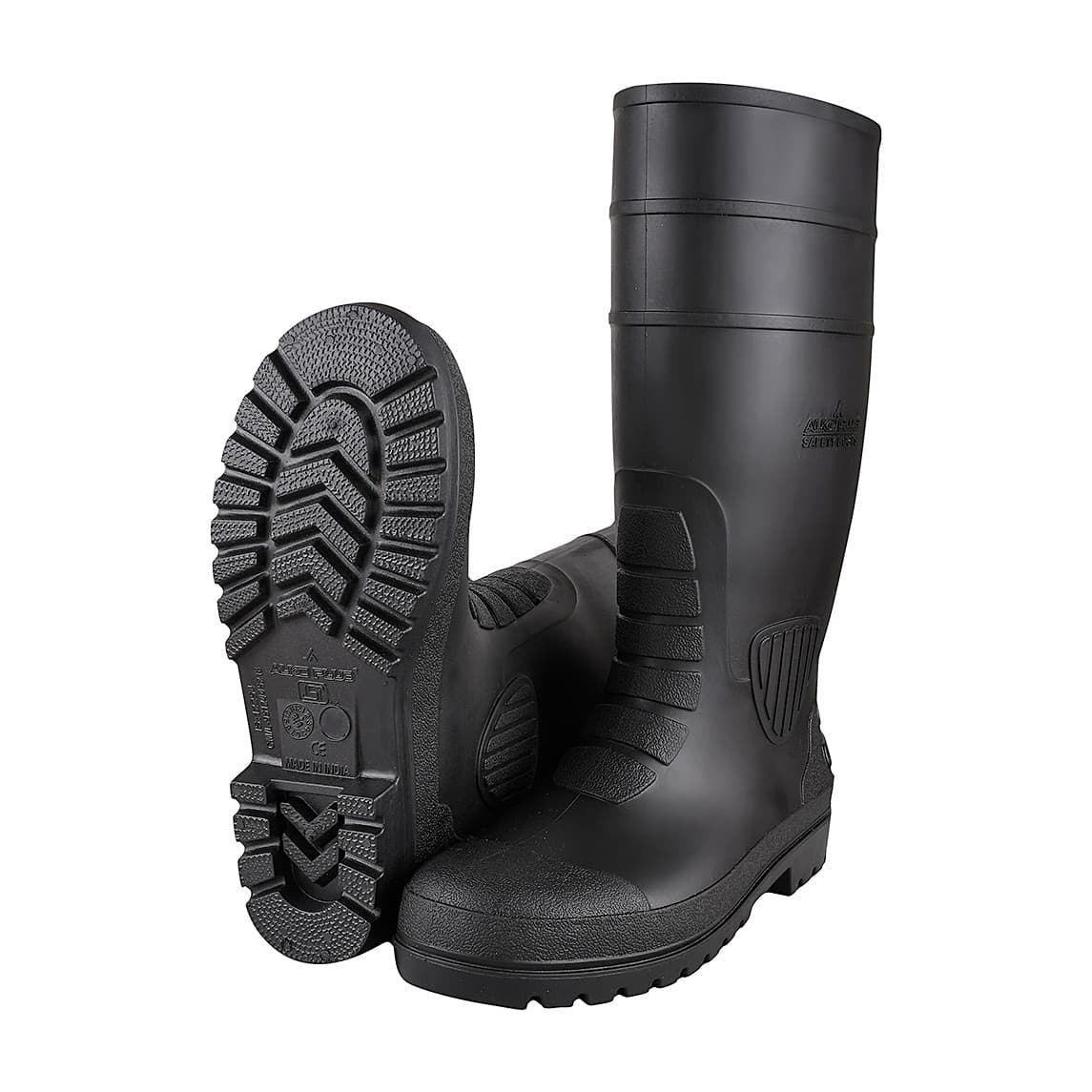 Alko Plus 15 inch PVC Gumboot with Cotton Lining & Steel Toe (Black), APS G7