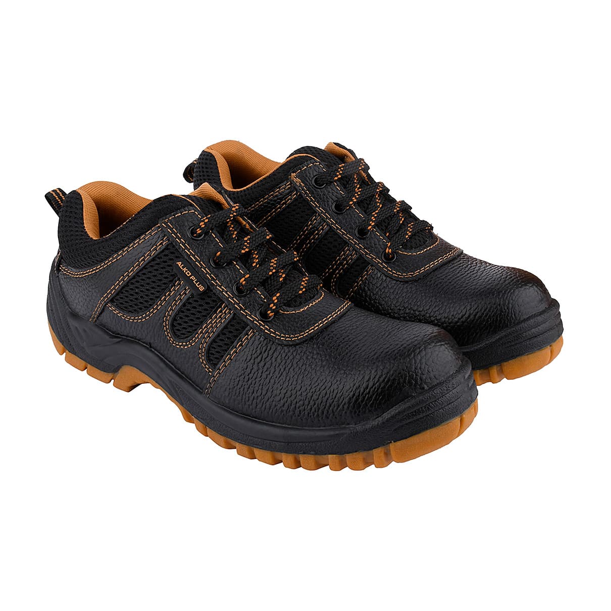 Alko Plus Low Ankle Synthetic Leather Safety Shoe with Double Colour PVC Sole - Composite Toe (Black & Brown), APS T5