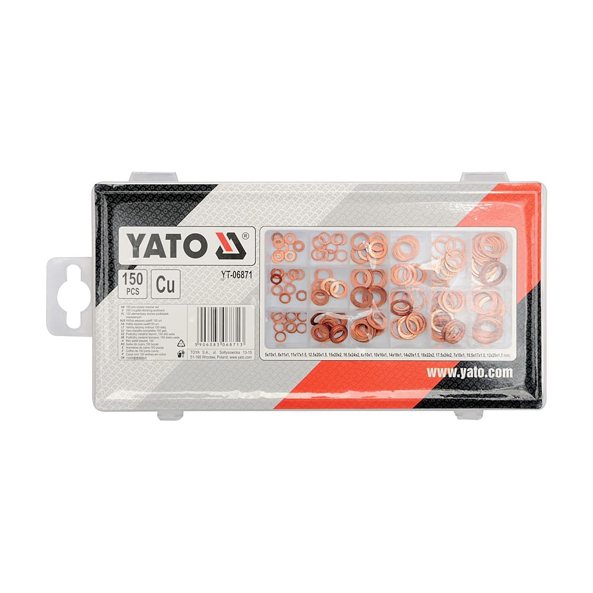 Yato Copper Washers Assortment, (Pack Of 150 Pcs) YT-06871