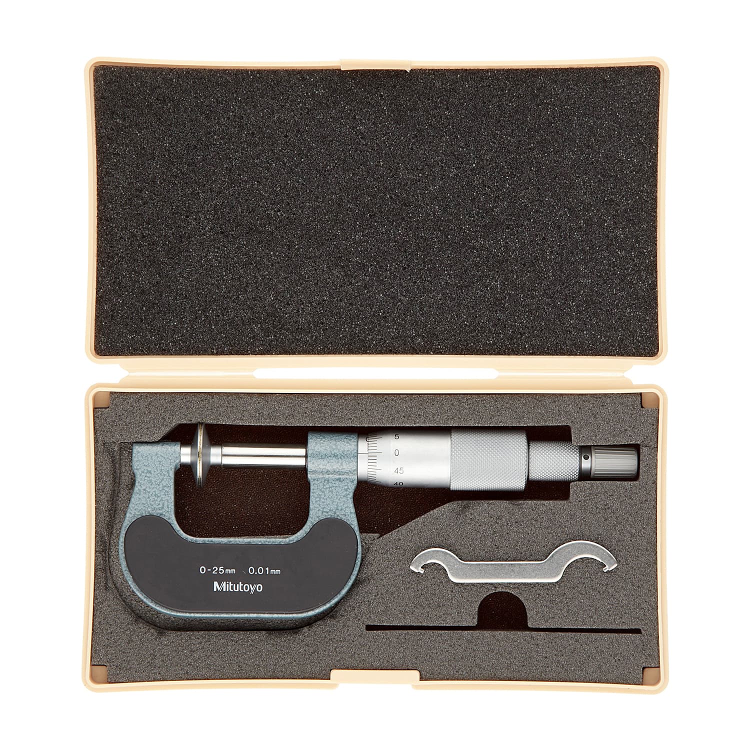 Mitutoyo 0 - 25 mm Non-Rotating Spindle Disk Micrometer, 169-201-10