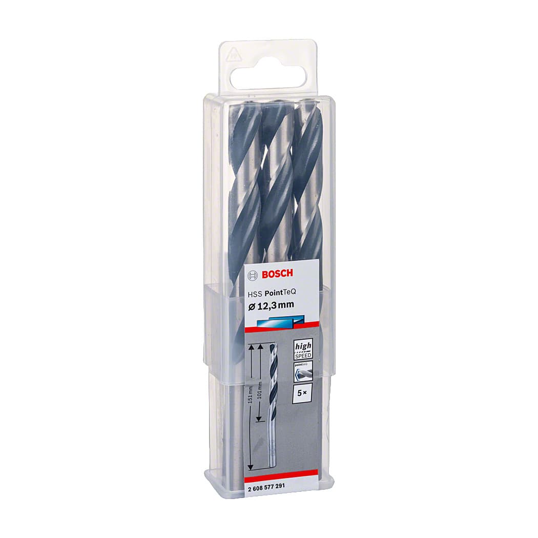Bosch 12.30 mm HSS Metal Drill Bits PointTeQ Range (Pack of 5 Pcs), 2 608 577 291
