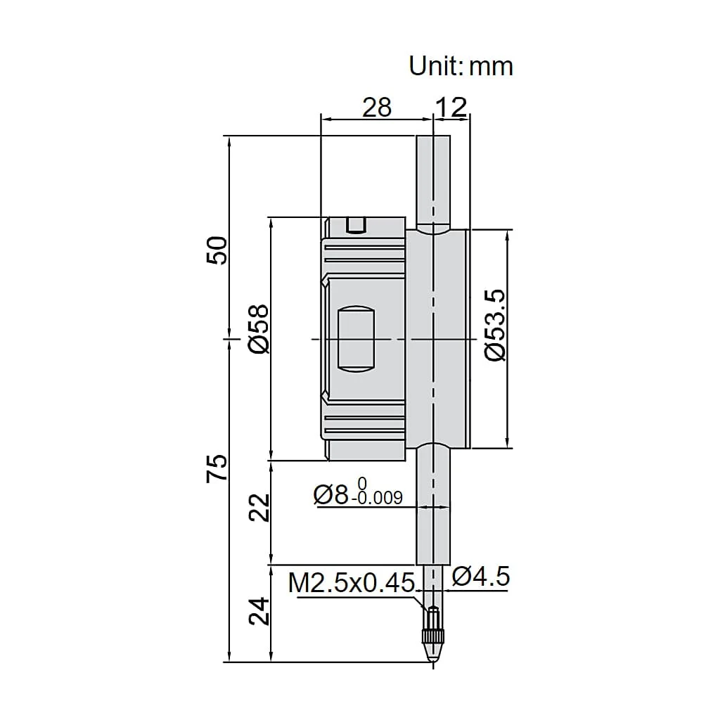 Insize 0 - 12.7 mm / 0.5 inch Flat Back Digital Indicator for Bore Gauges, 2108-10F