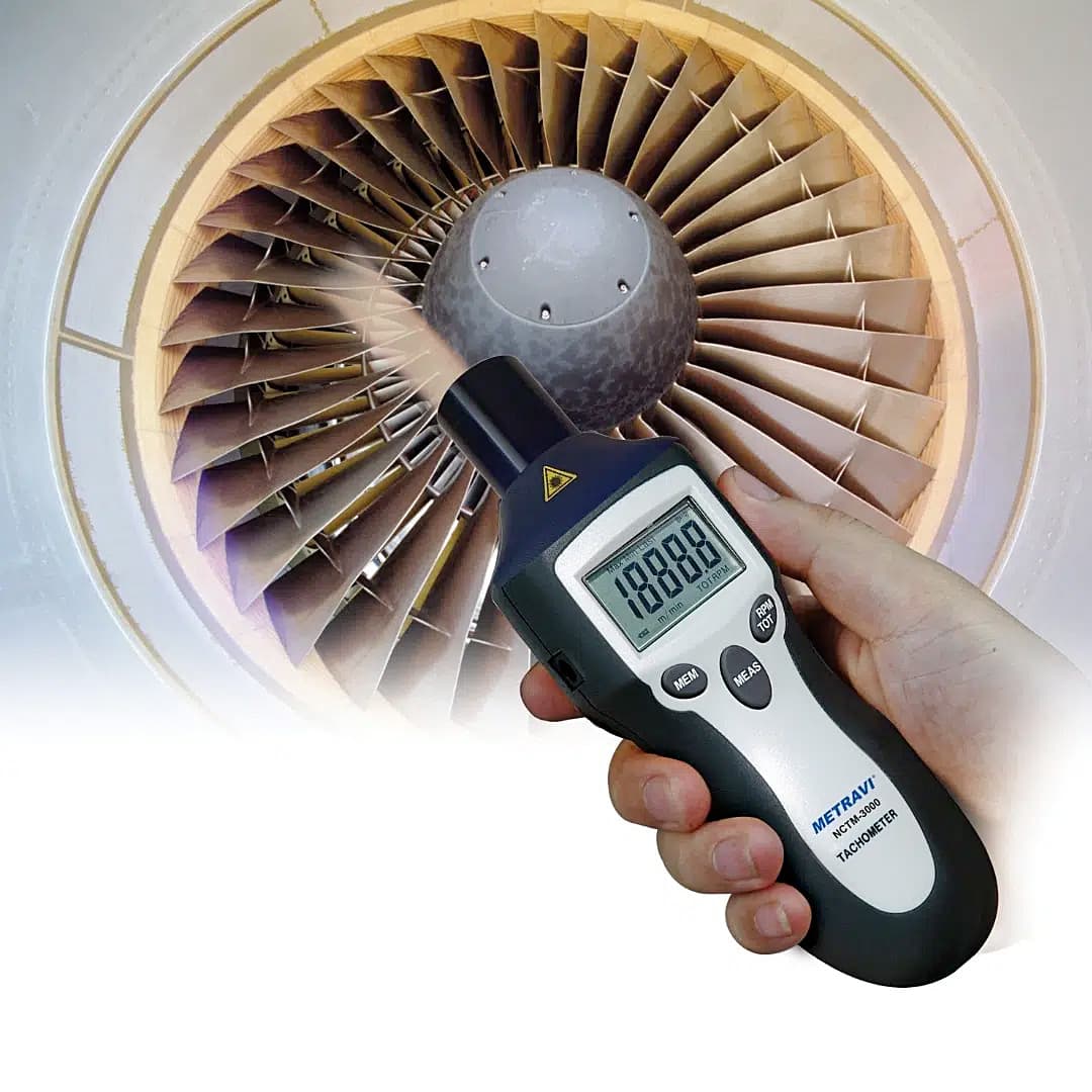 Metravi 2 - 20000 / 200000 RPM Digital Contact & Non-Contact Tachometer, NCTM-3000
