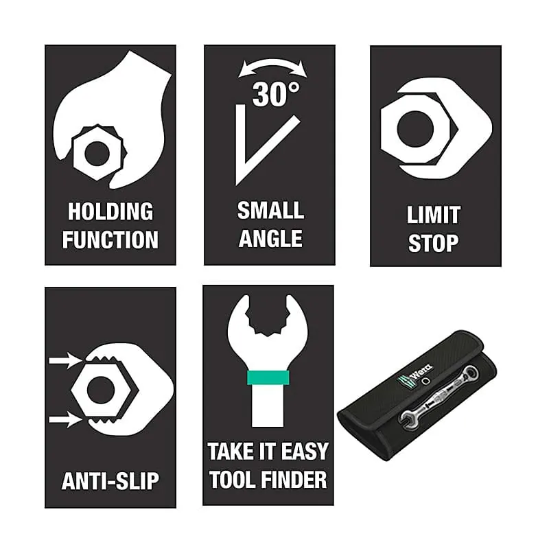 Wera 6000 Joker 11 Pcs of Ratcheting Combination Wrenches, 05020013001