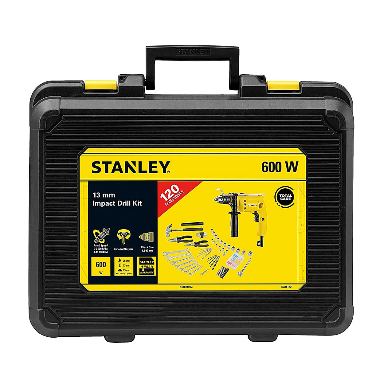 Stanley 13 mm / 600W DIY Drill Machine With 120 Pcs Mechanical Toolkit For Home & Professional Use, SDH600KM-IN