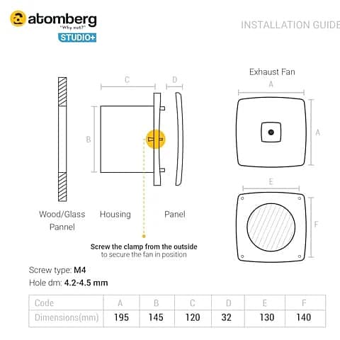 Atomberg Studio+ 150 Energy Saving Exhaust Fan With BLDC Motor (Black)