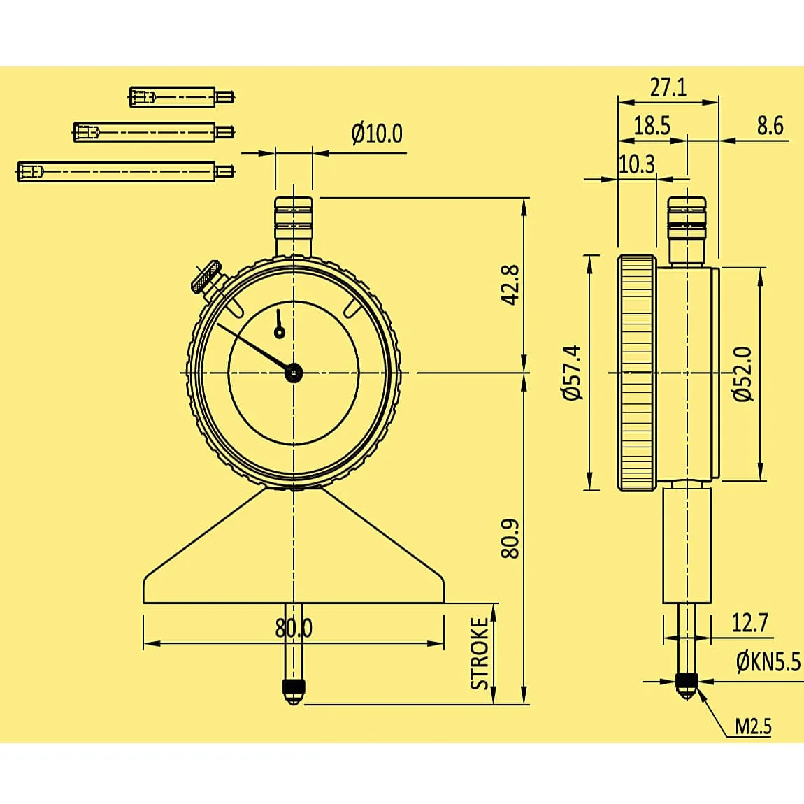 Baker 0 - 200 mm Dial Depth Gauge, K158/0