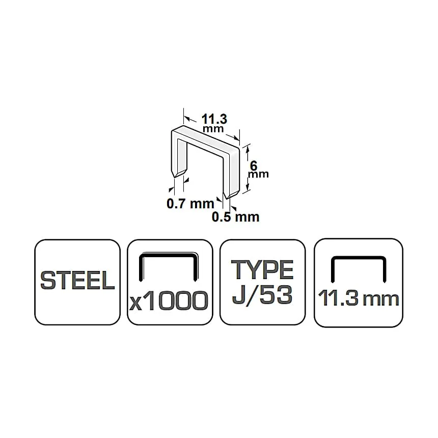 Hogert 6 mm Staples (Pack of 1000 Pcs), HT2C050