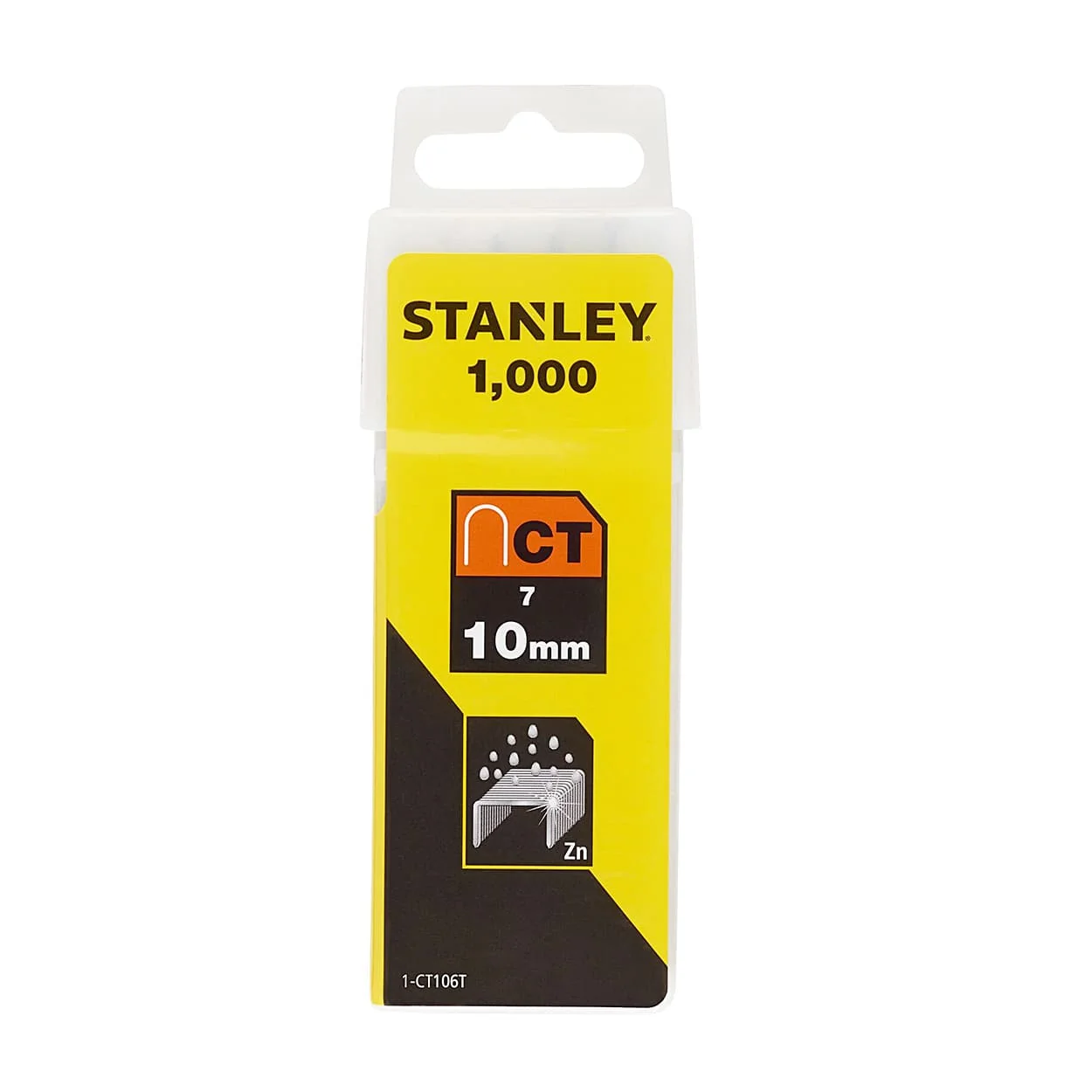 Stanley 10 mm 3/8 Inch Heavy Duty Cable Tacker Staples (Pack of 1000 Pcs), 1-CT106T