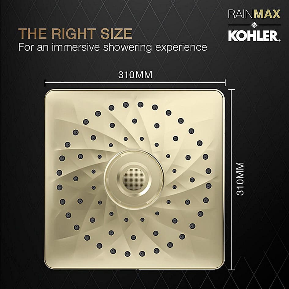 Kohler Rain Max 305 mm Square Single-Function Rainhead In French Gold Finish, K-26856IN-AF