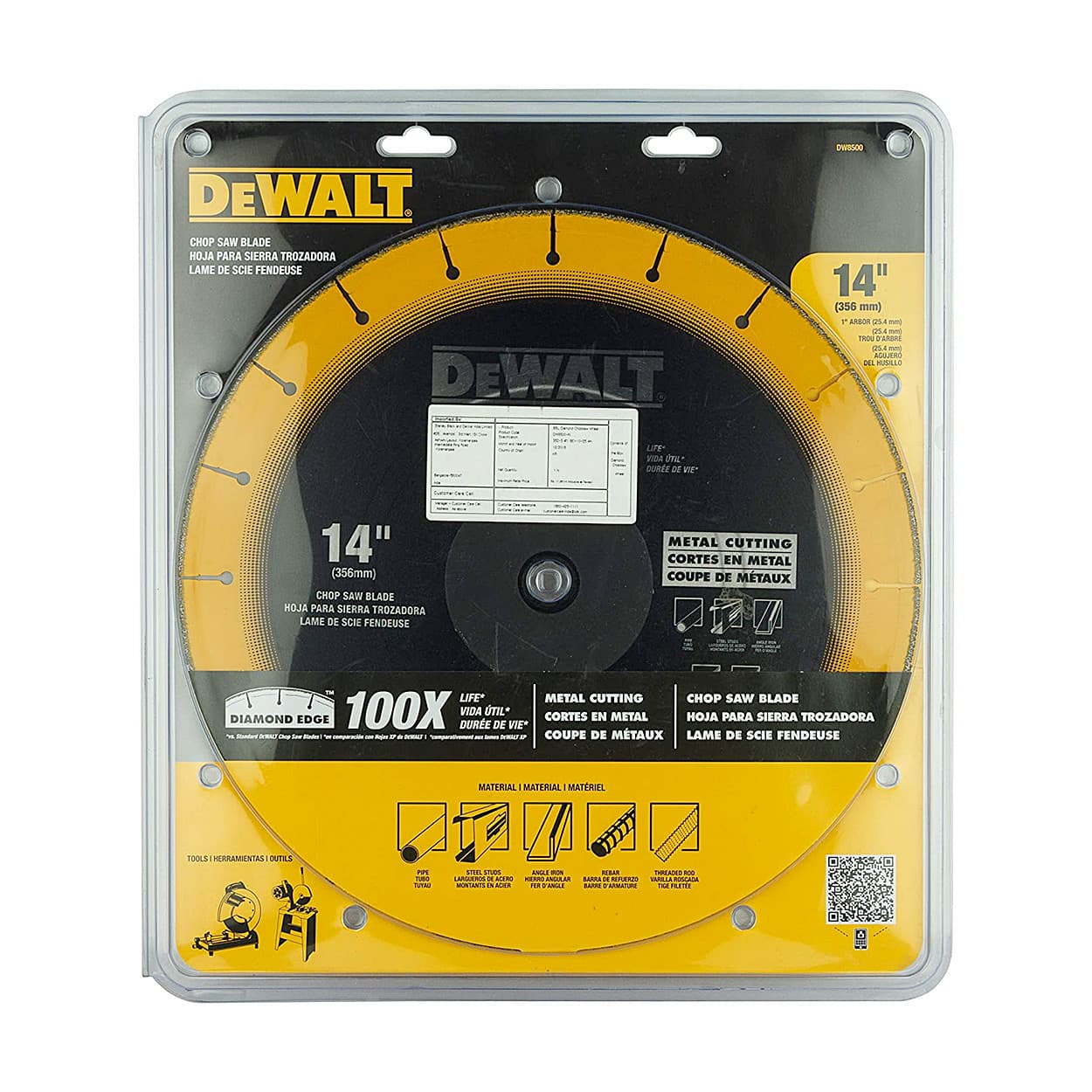 Dewalt 14-Inch (355mm x 4.00mm) Diamond Edge Chopsaw Blade-100x Life v/s Standard Blades (Pack of 3 Pcs), DW8500-INPRM1