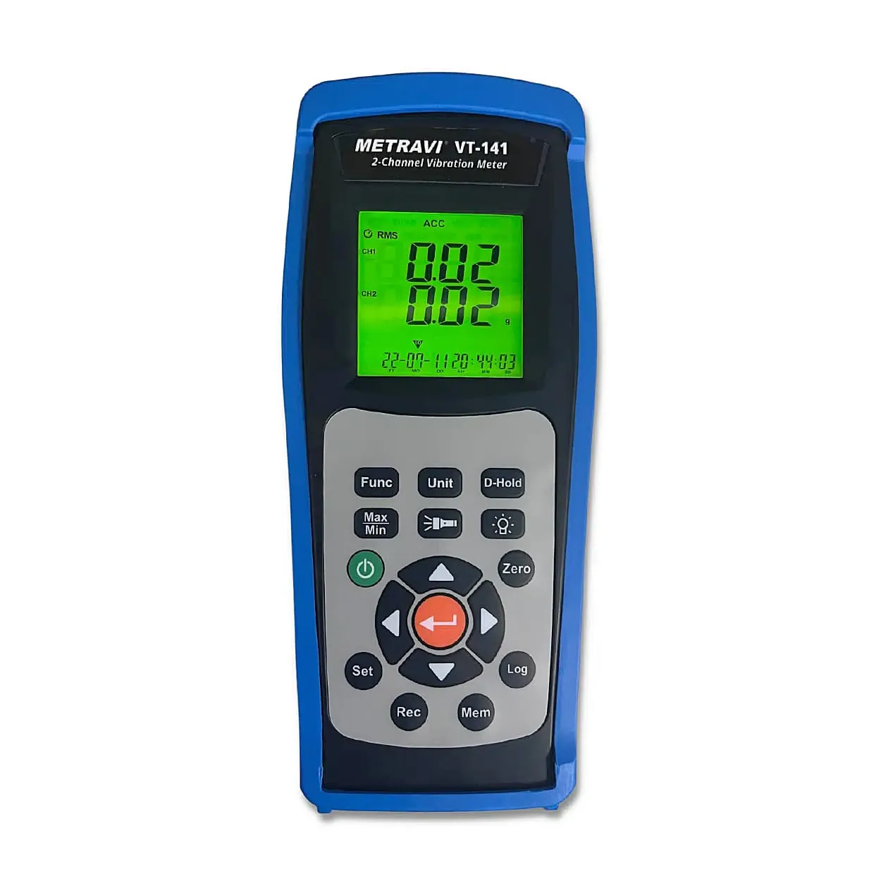 Metravi 0.005 - 1.999mm Displacement Dual Channel Digital Vibration Meter With Data Logger & USB Interface, VT-141D