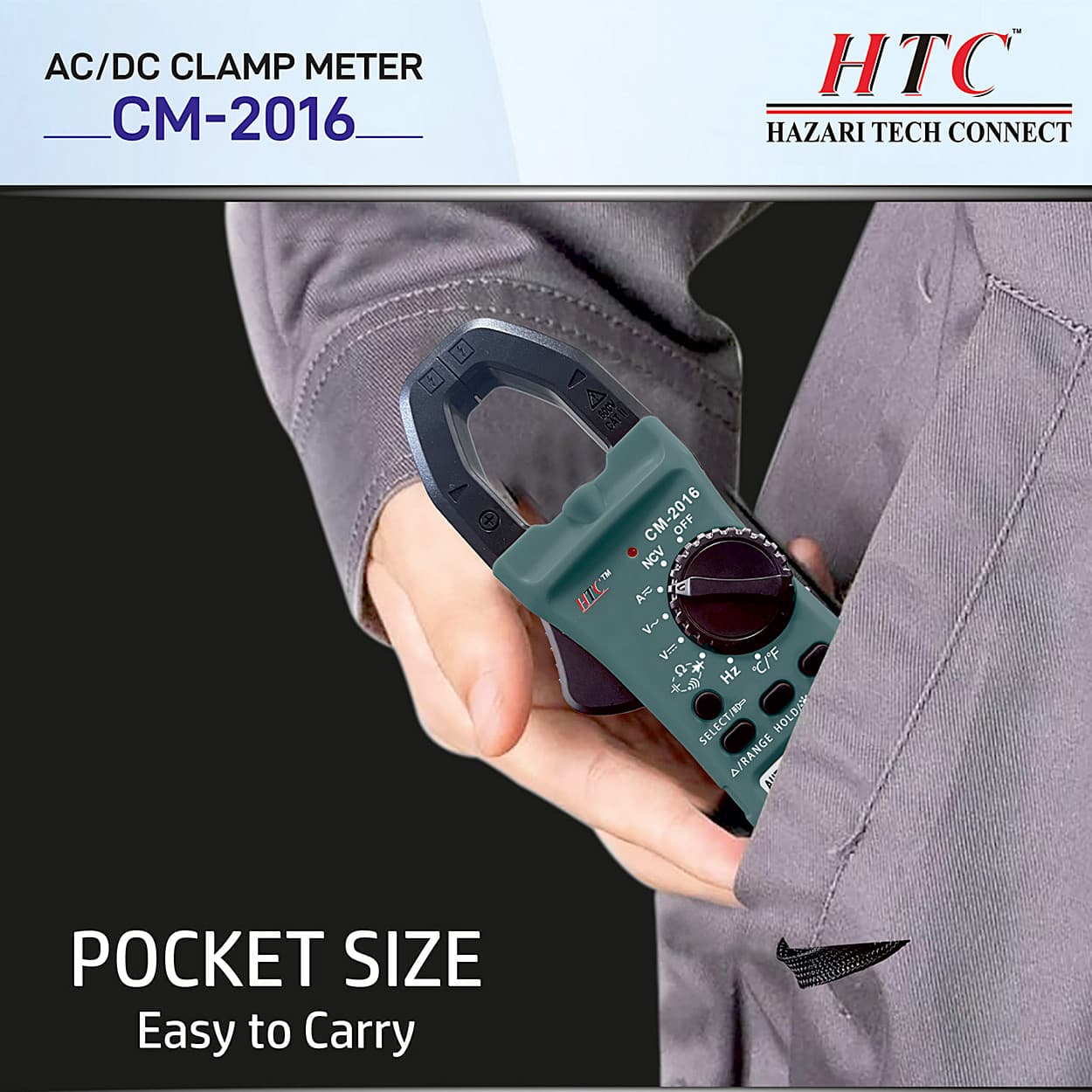 HTC 800A AC / DC 5999 Count Clamp Meter with Backlight, CM-2016