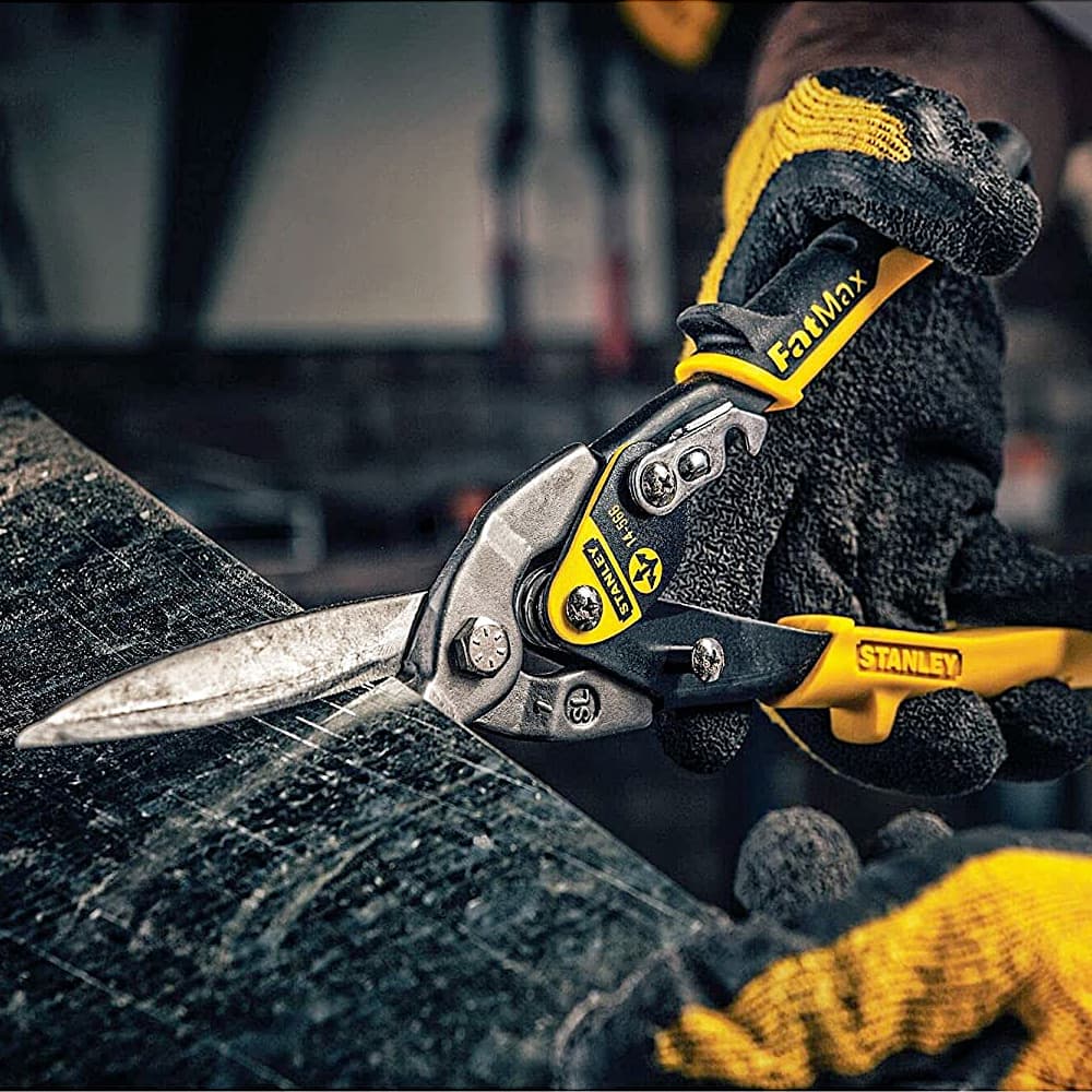 Stanley 300 mm / 12 inch FatMax Straight Compound Action Aviation Snips (Long Cut BI-MAT), 2-14-566