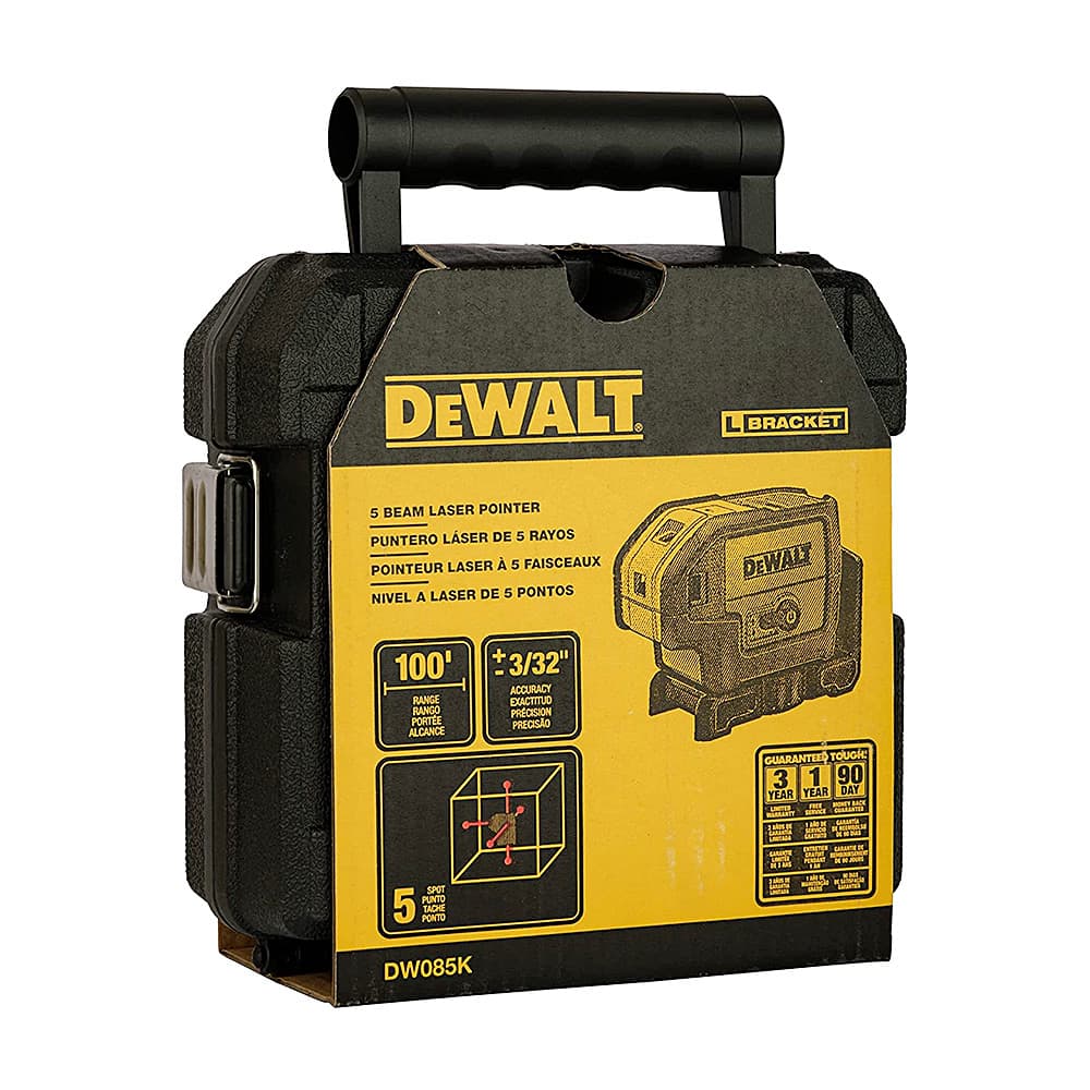 Dewalt Multi-Beam 5 Points Laser Pointer with Backline (Yellow & Black), DW085K